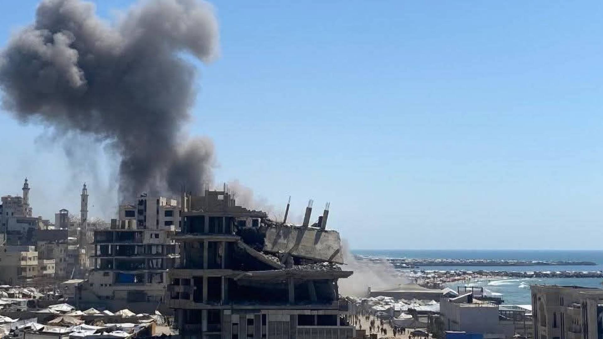 المقهى الذي تم استهدافه في غزة