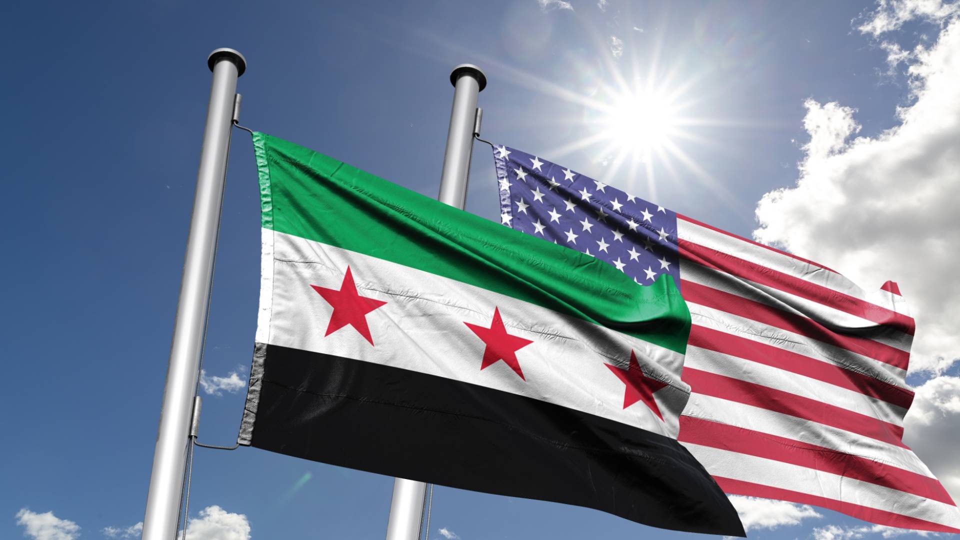 علم سوريا الجديدو علم امريكا