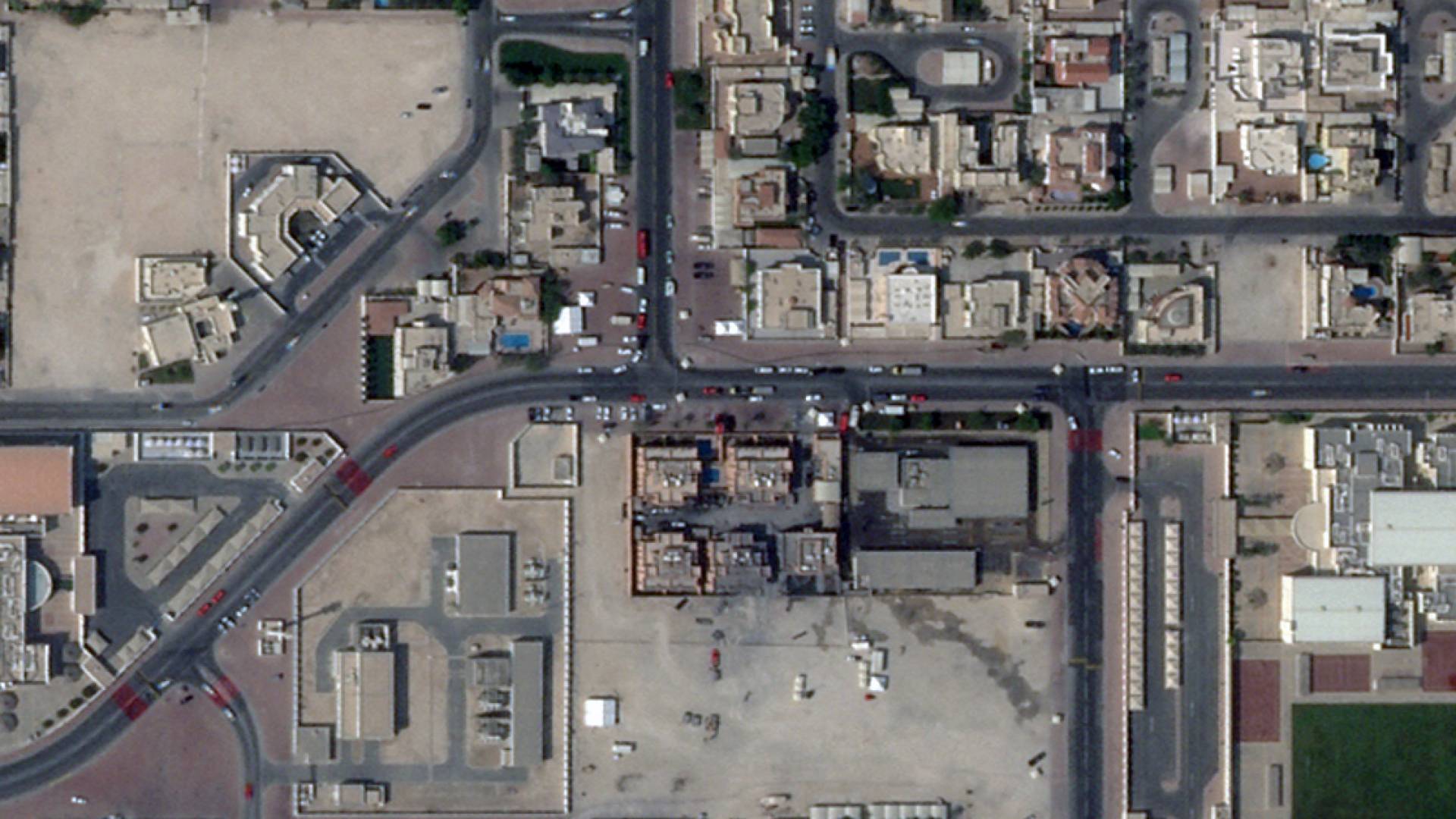 صورة فضائية تظهر استهدف الاحتلال الدوحة الذي كان يضم أعضاء من حماس