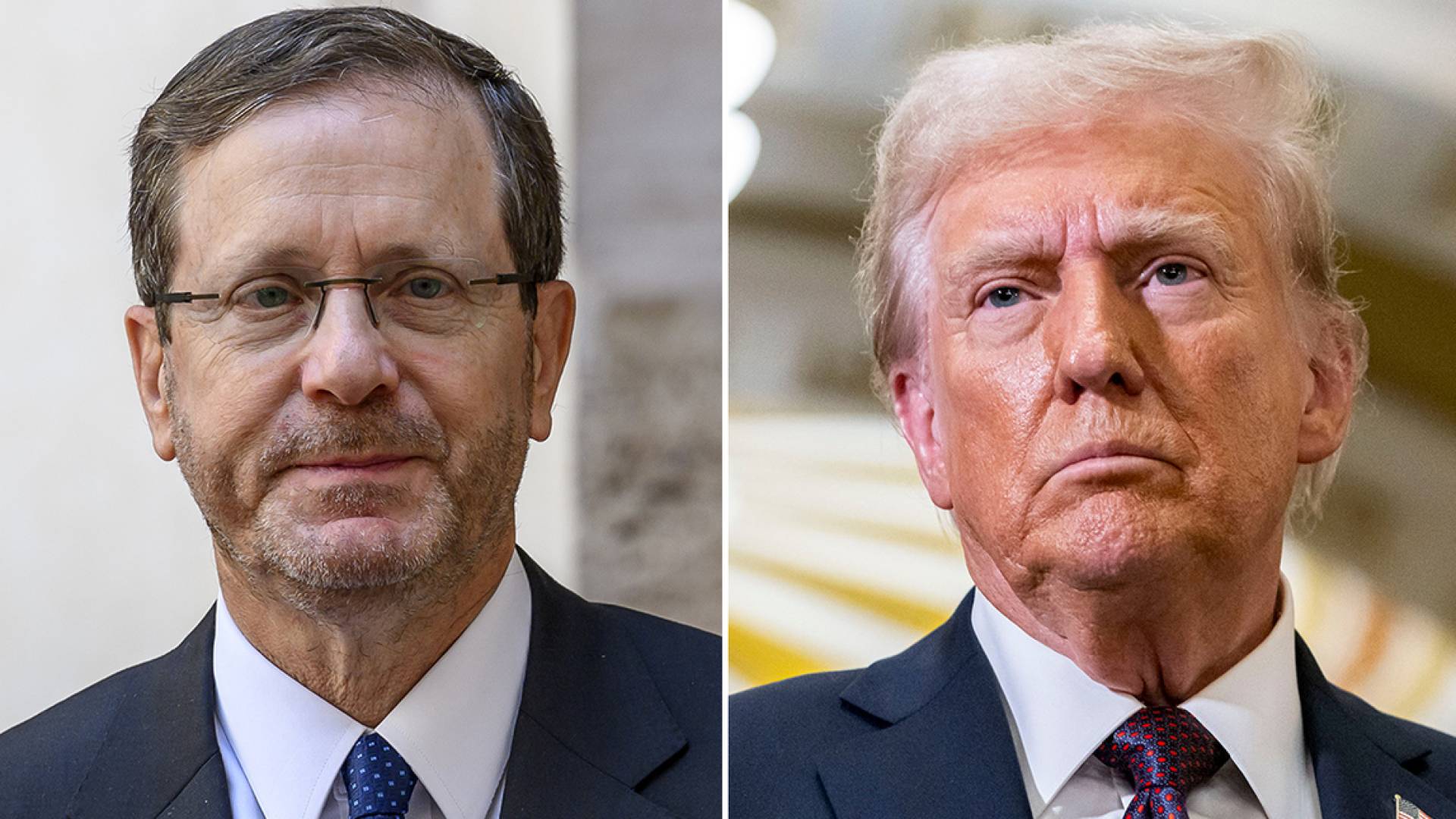 رئيس كيان الاحتلال، إسحق هرتسوغ والرئيس الأمريكي دونالد ترمب