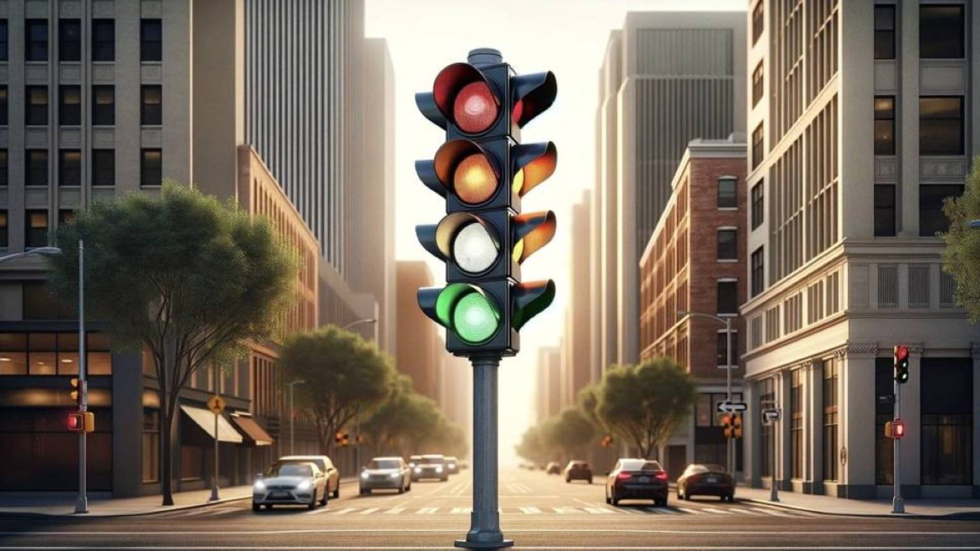 إشاراة مرور بلون أبيض