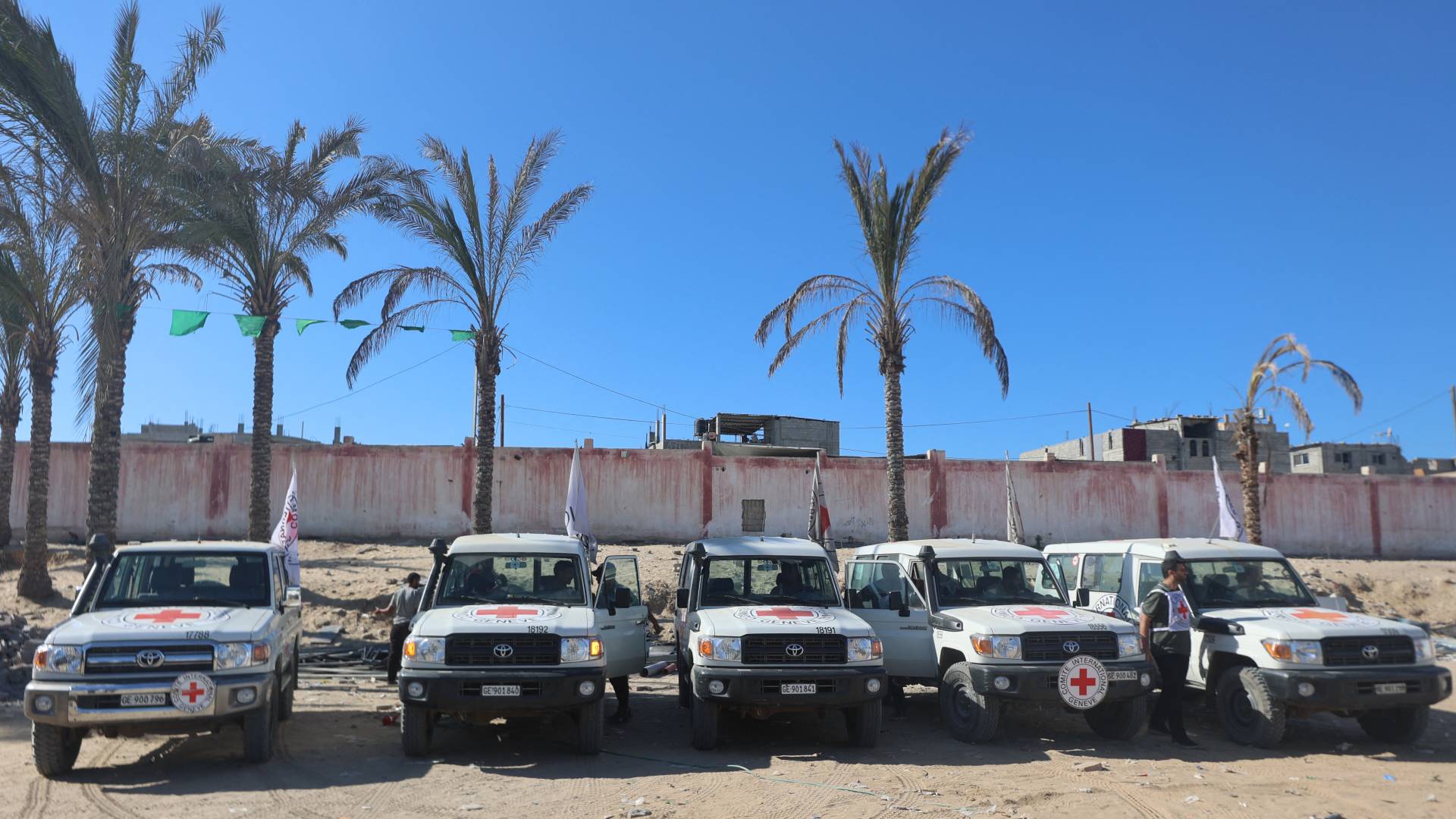 مركبات لمنظمة الصليب الأحمر في قطاع غزة.. ارشيفية