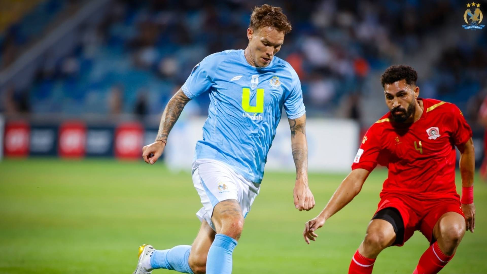 من مباراة سابقة بين فريقي الفيصلي والجزيرة