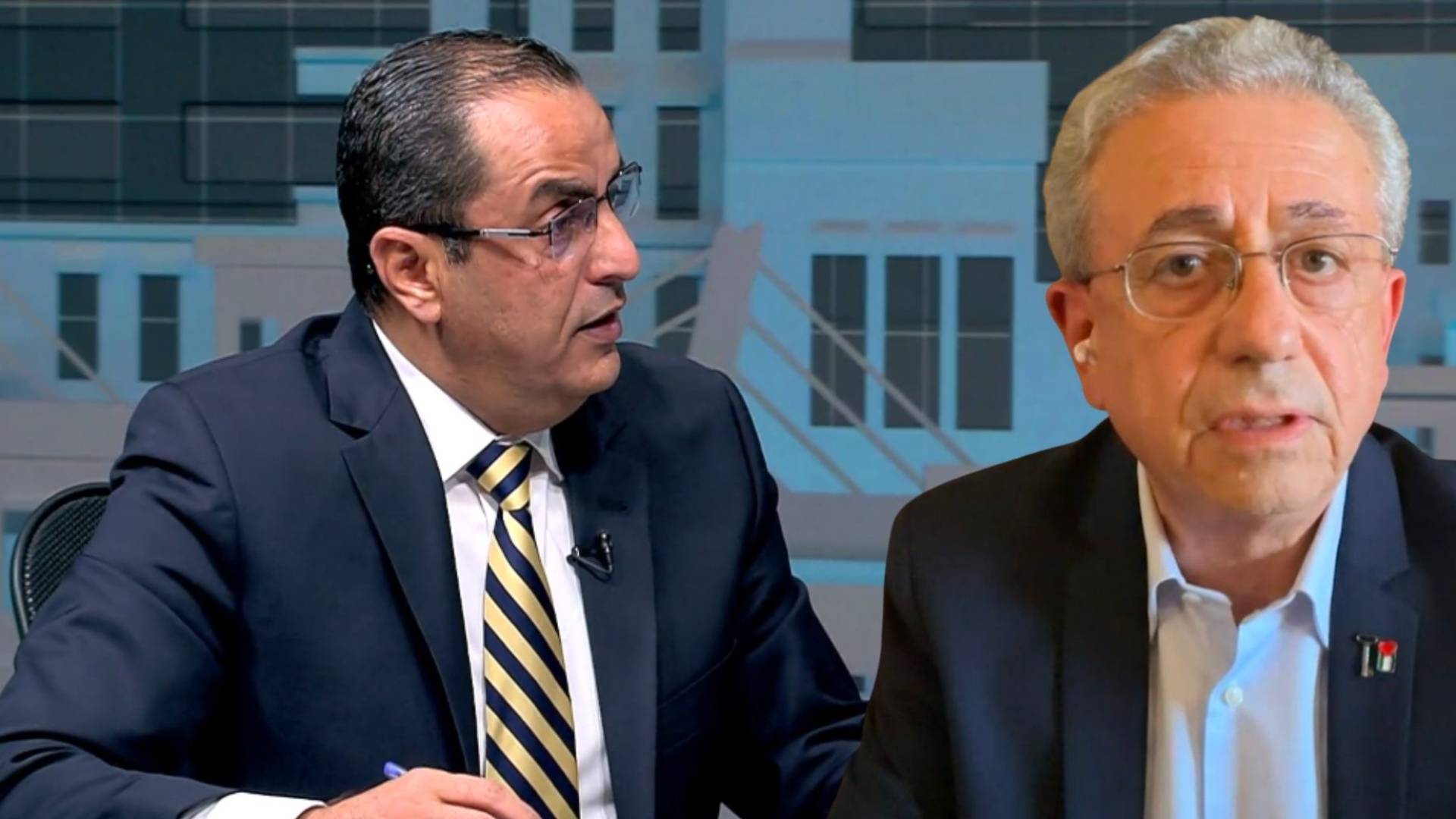 مصطفى البرغوثي أمين عام المبادرة الوطنية الفلسطينية و الخبير الاستراتيجي والعسكري نضال أبو زيد