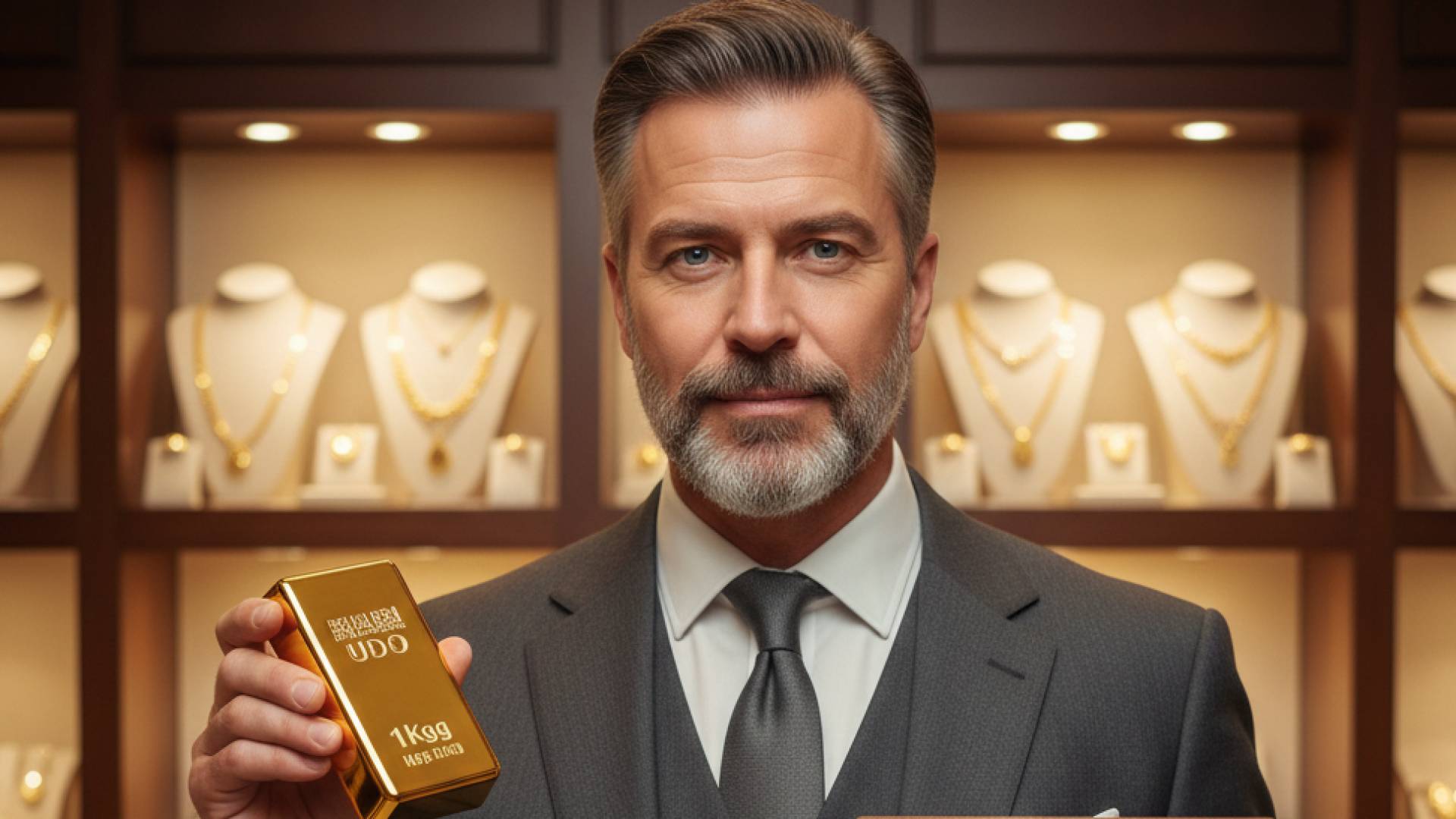 صورة مولدة بالذكاء الاصطناعي لشخص ممسك بسبيكة ذهبية