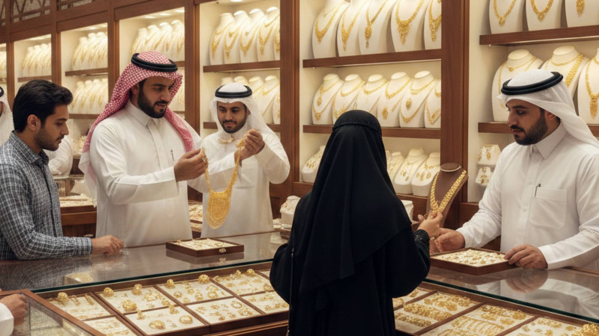 صورة مولدة بالذكاء الاصطناعي لاشخاص يشترون الذهب