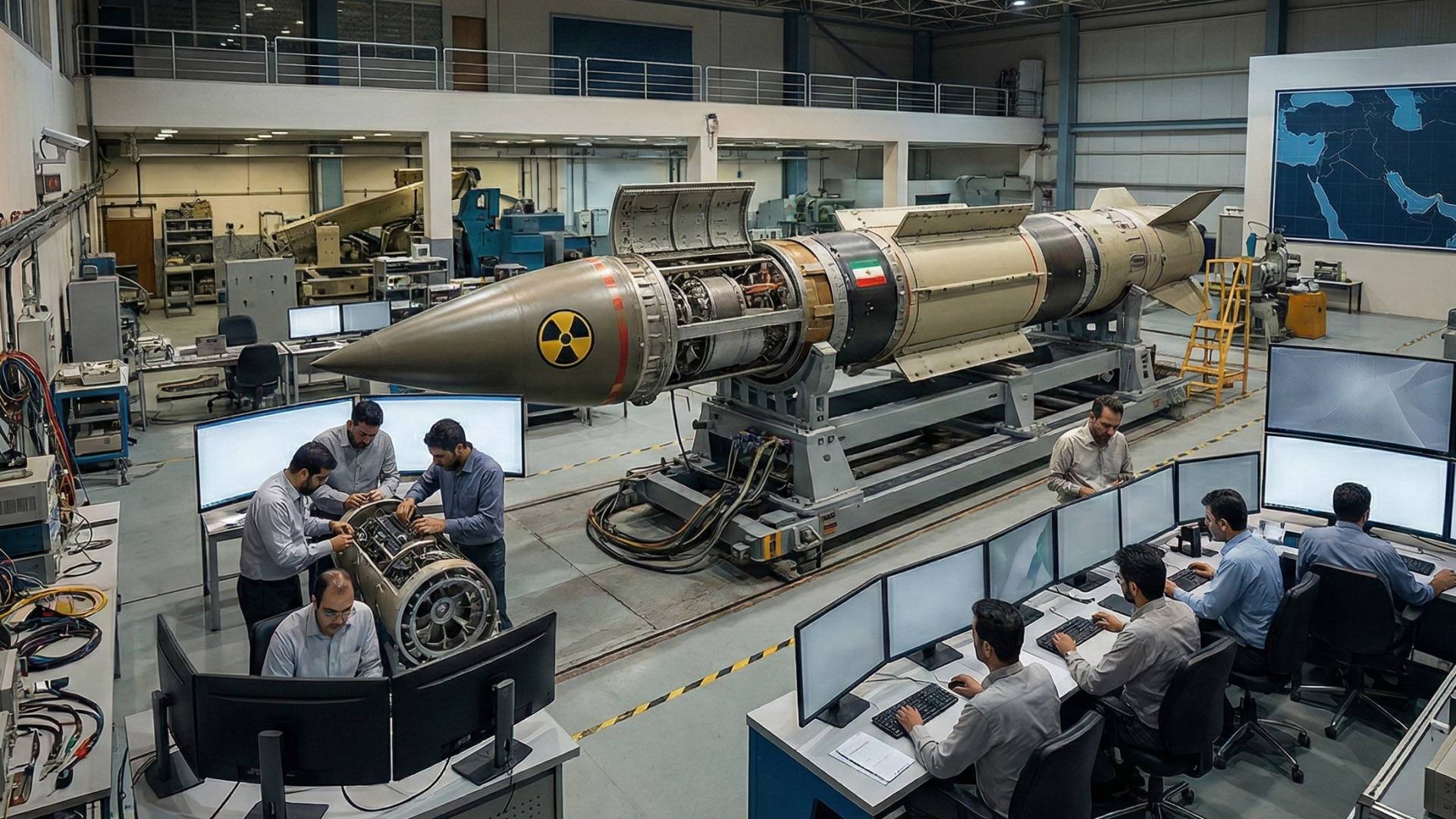 صورة مولدة بالذكاء الاصطناعي لصاروخ نووي إيراني