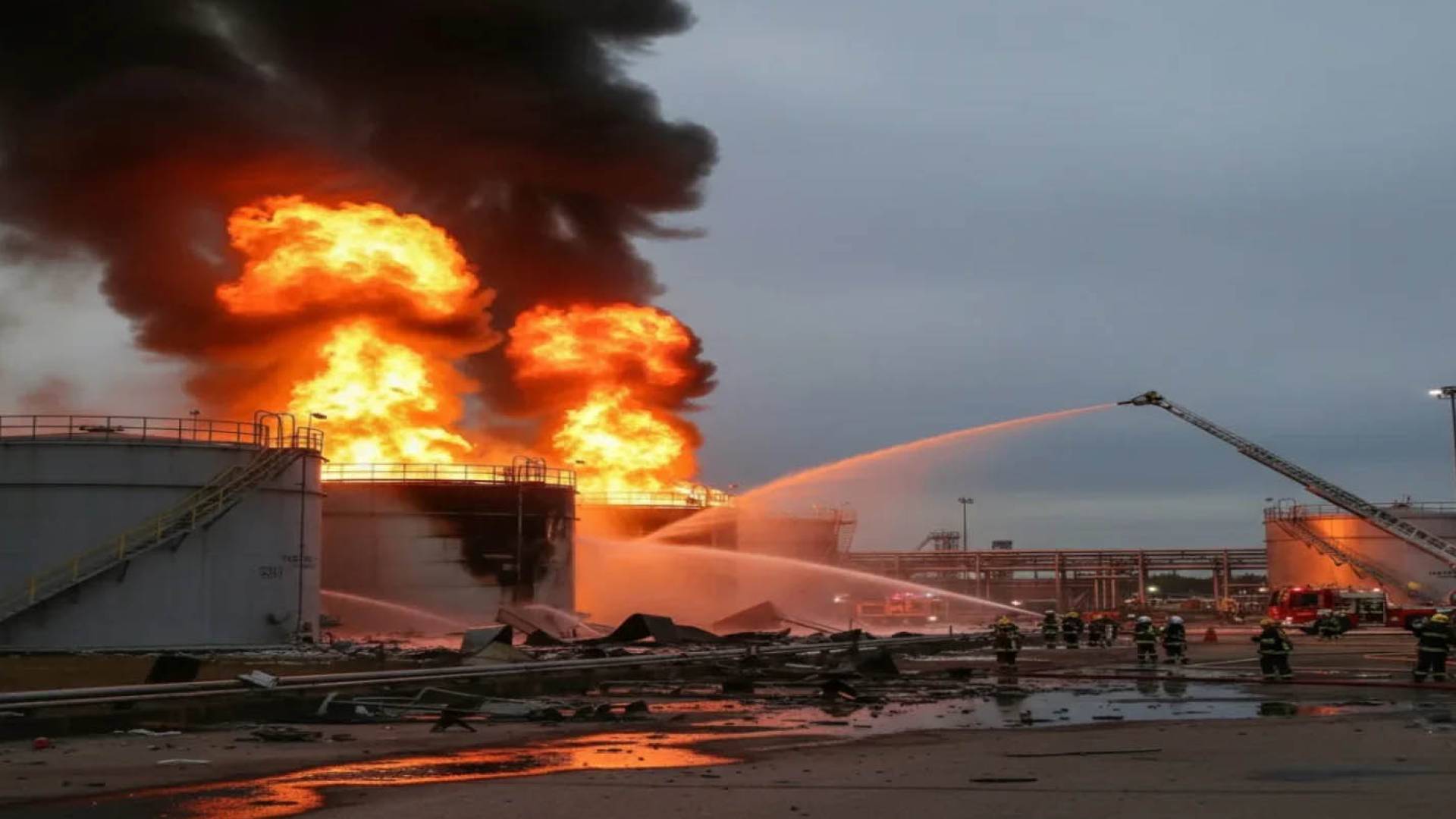 حريق نتيجة سقوط شظايا