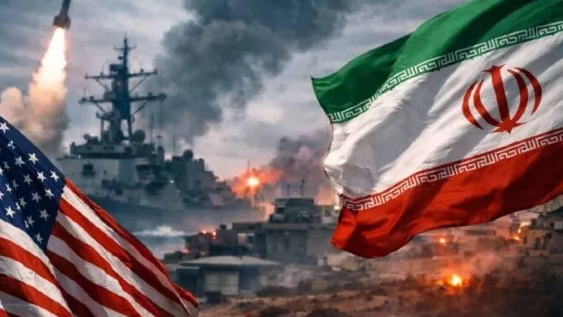 علم إيران وعلم أمريكا