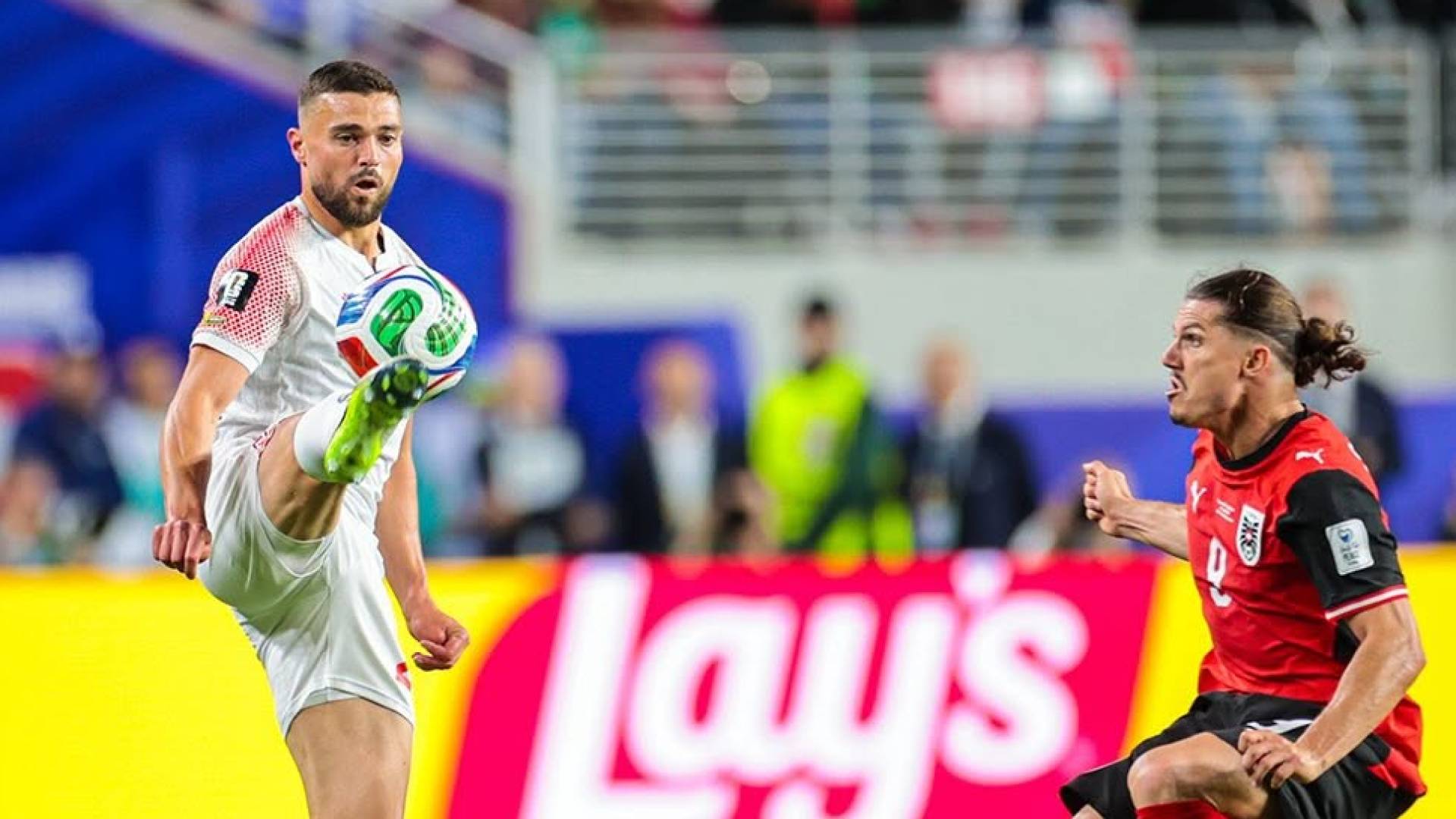 جانب من مباراة منتخب النشامى والنمسا